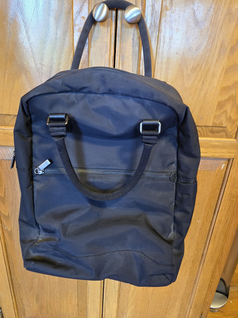 Black Nylon Travel Backpack Tote - Unbranded